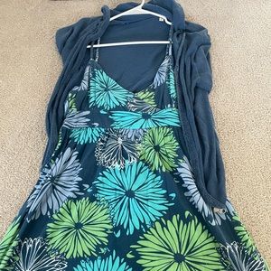 Sun dress with short sleeve cardigan